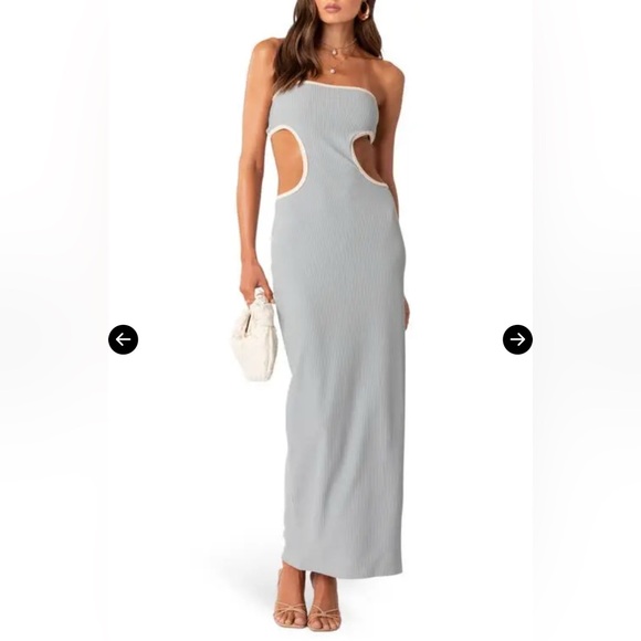 Edikted Michelle Cutout Ribbed Maxi Dress Size XS NET Bodycon - Picture 1 of 8